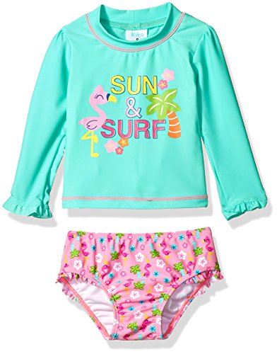Image of KIKO & MAX Girls Swim Suit Set with Long Sleeve Rashguard Swim Shirt