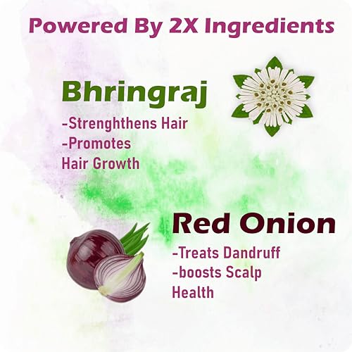 Image of Khadi Natural Red Onion & Bhringraj Shampoo For Men & Women Helps In Hair Fall Control 200ml.