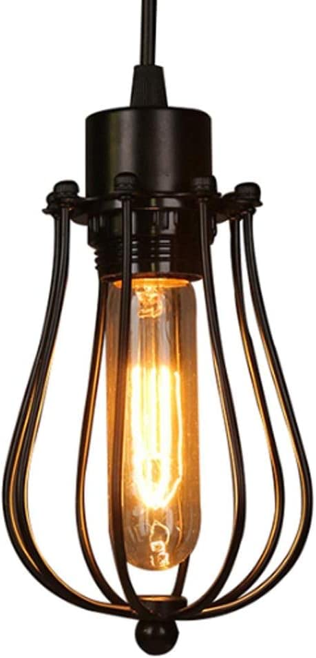 Lustre suspension V-Cage en fer forgé style grenier industriel avec éclairage LED maison