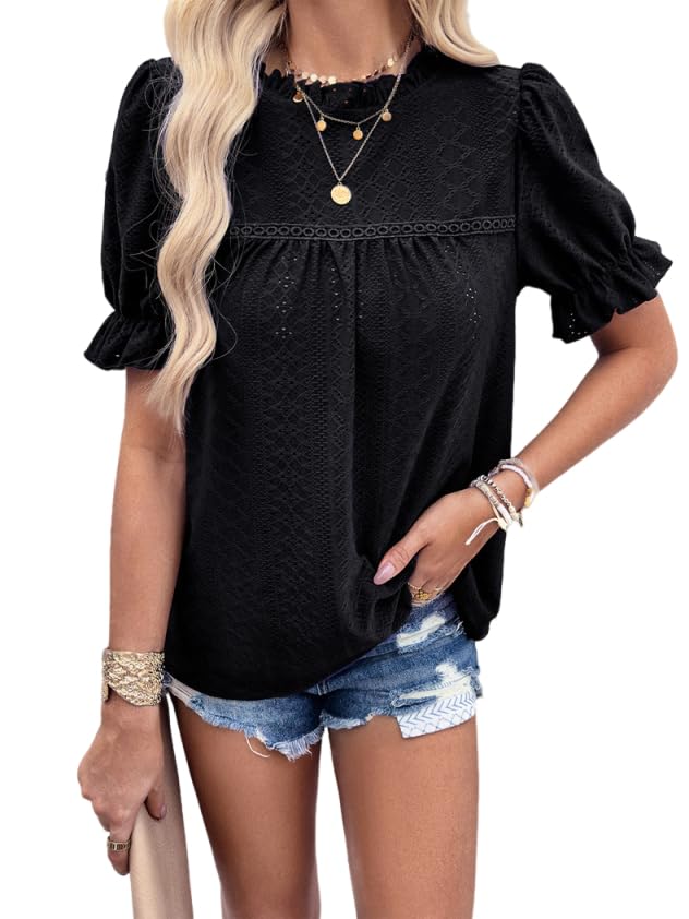 Chemisier manches courtes en dentelle pour femme : le t-shirt tunique fluide et chic