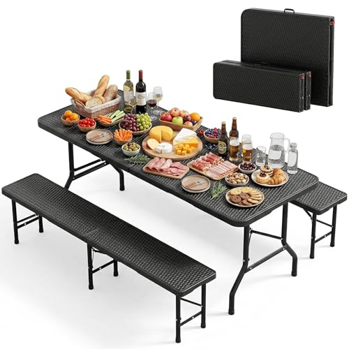 JUMMICO 3 Tavolo Giardino e Sedie da Esterno Set Birreria