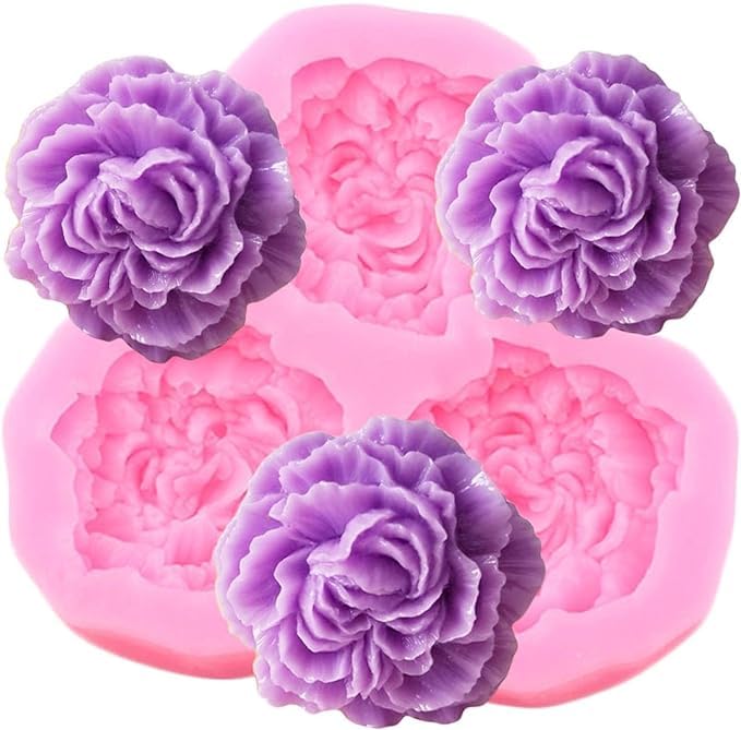 Radiance Store Peony Flower Shape Candle Mould I 3D DIY Fondant Silicone Candy Mold I Flower Silicone Mold Rose Cupcake Topper for Cake Candle Candy Ice Jelly Soap I Cake Baking Moulds - 3 Cavity-picture-20