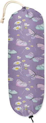 Soporte de bolsa de plástico con patrón de mariposa impermeable, soporte para bolsa de comestibles, organizador de bolsas de plástico para montaje
