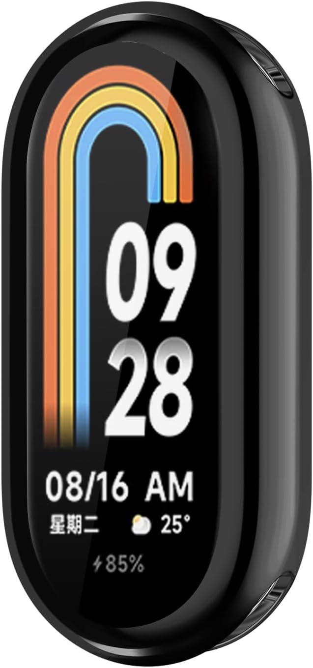 TenCloud Screen Protector Case Compatible with Xiaomi Smart Band 8 Watch Screen Protector Cases Soft TPU All-Around Cover Scratch Resistant Protective Case for Mi Band 8 (Black)