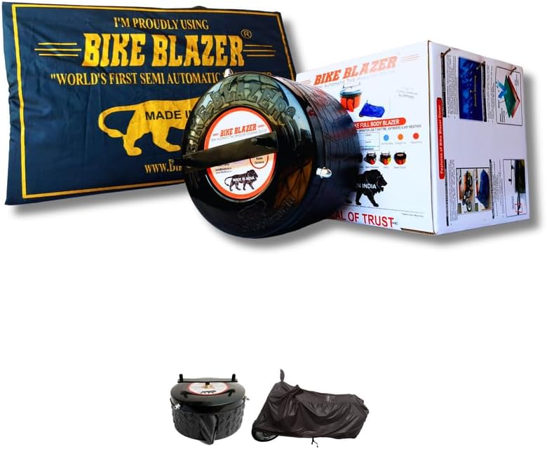BIKEBLAZER Semi-Automatic Full Body Bike Cover | Compatible for All Royal Enfield Motorcycles | Heavy Duty Device | Water Resistant | UV Safe | 100% Dust Proof | Anti-Theft & Scratch Proof Cover BMK