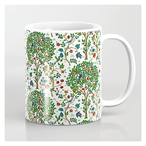Tazas Patrón De Árbol De La Vida De William Morris Verde Y Multicolor Taza De Cerámica Maravillosa Porcelana Impresa Tazas De Té Para Cumpleaños Oficina Café Y Té 330Ml