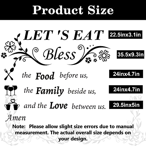 Kitchen Wall Decals Dinner Meal Prayer Wall Stickers Vinyl Kitchen Quotes Wall Decal Let's Eat Bless The Food Before Us Sign Christian Religious Saying Stickers For Dinning Room Home Restaurant #TOP3