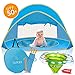 Tamar Baby Beach Tent: Toddlers and Tots Blue Pop-Up Sun Shelter with mini Pool and Detachable Shade, Lightweight, 50 SPF UV Protection with Carry Bag and A Bonus Baby Swimming Ring