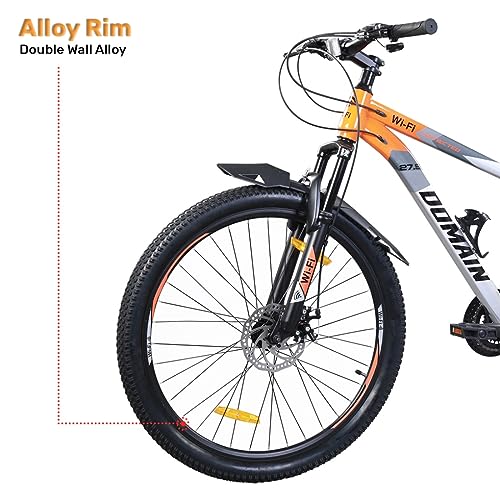 Image of Wifi Domain 27.5 Inches 21 Speed Fd /Tz 500 /Rd Tz 500 /Shifter Ef 500 Bicycle for Men Woman and Adults, with Dual Disc, 17 Inch Steel Frame, Hartex 2.40 Tyres, (Grey Orange)