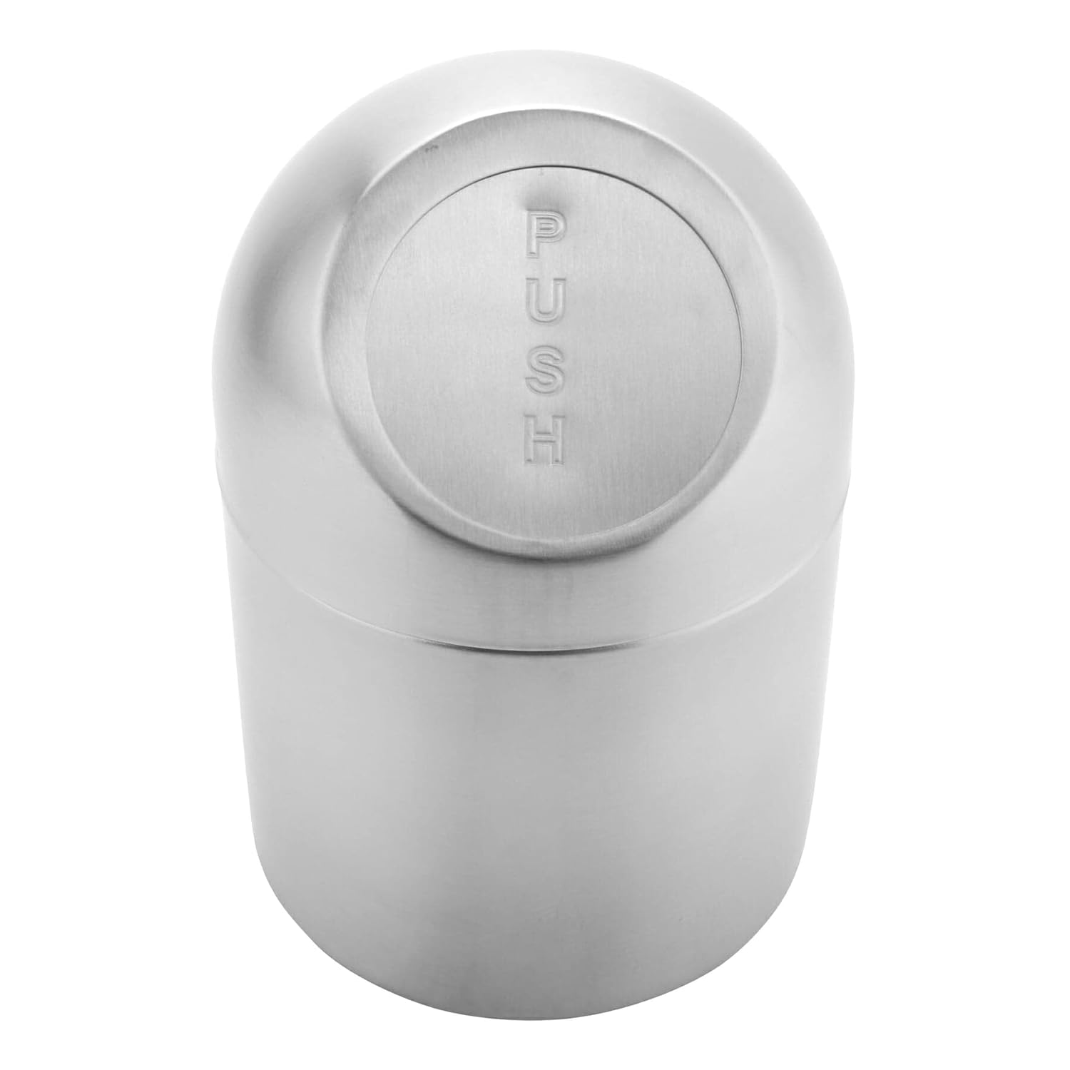 G.E.T. Mini Countertop Trash Can with Flap Lid, 4.75", Stainless Steel