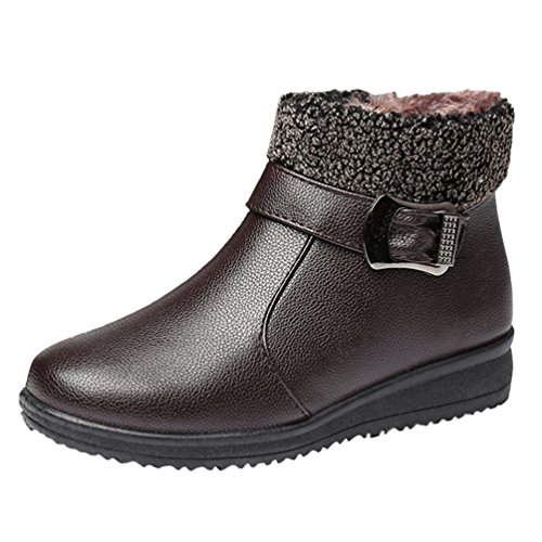 CHENGYANG Donna Anziani Caldo Stivaletti Bassi Moda Stivali da Neve Autunno  Inverno Scarpe (Marrone, 40 EU) -