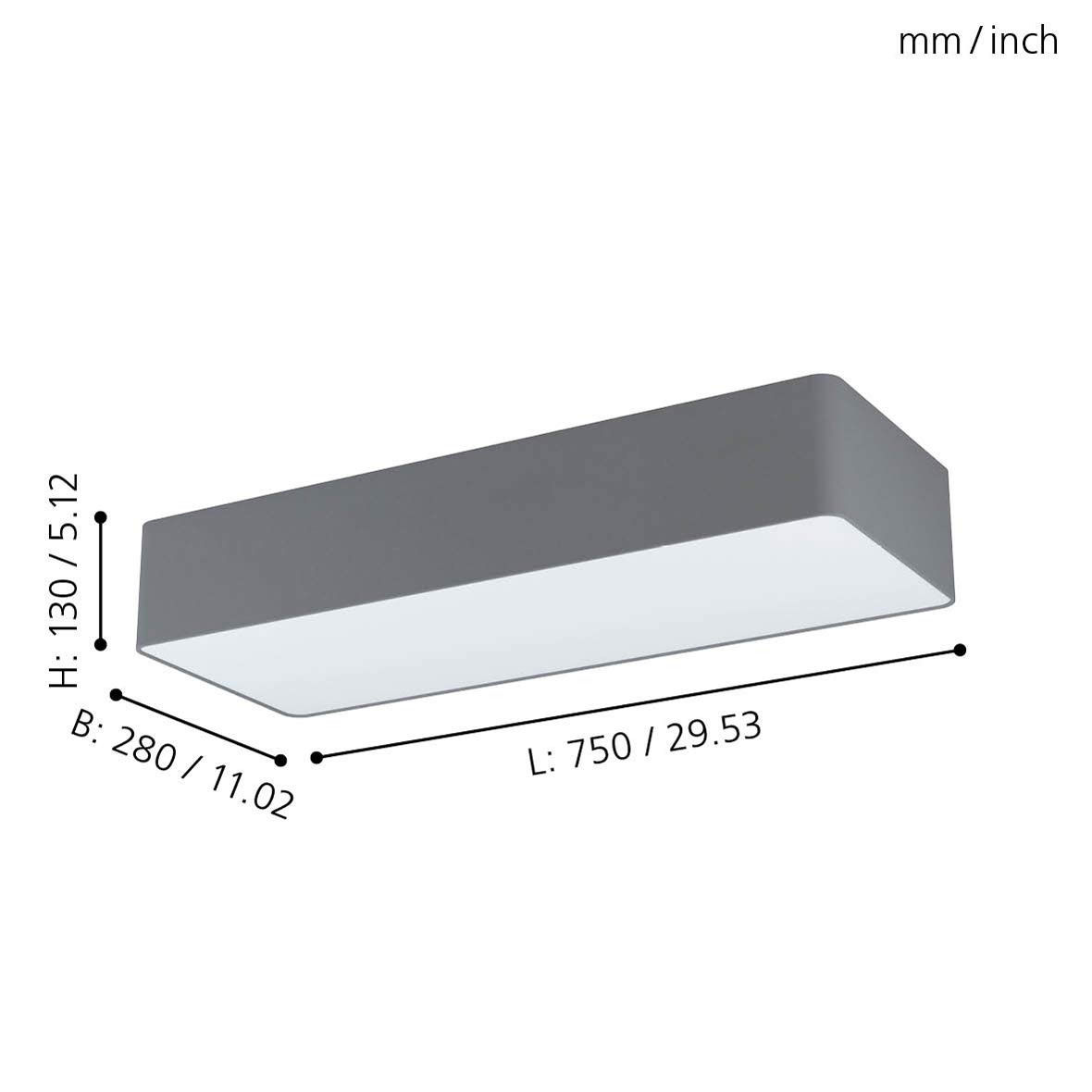 EGLO Deckenlampe Posaderra, 3 flammige Deckenleuchte | Wohnzimmerlampe aus Stahl, Textil und Kunststoff in Grau, Weiß, Küchenlampe, Flurlampe Decke mit E27 Fassung, L 75 cm
