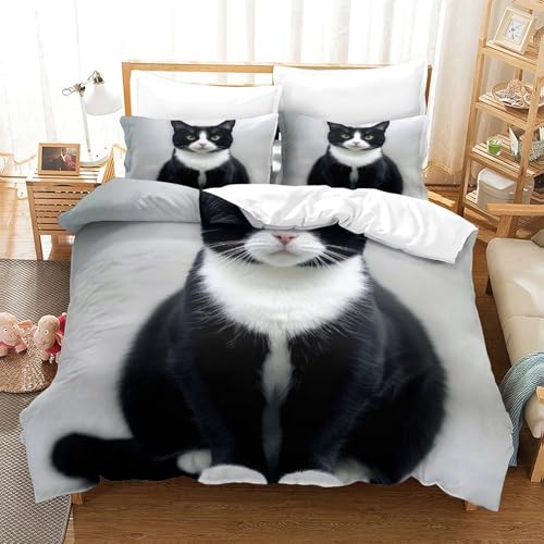 Parure de lit microfibre chat motif portrait studio 3D - 3