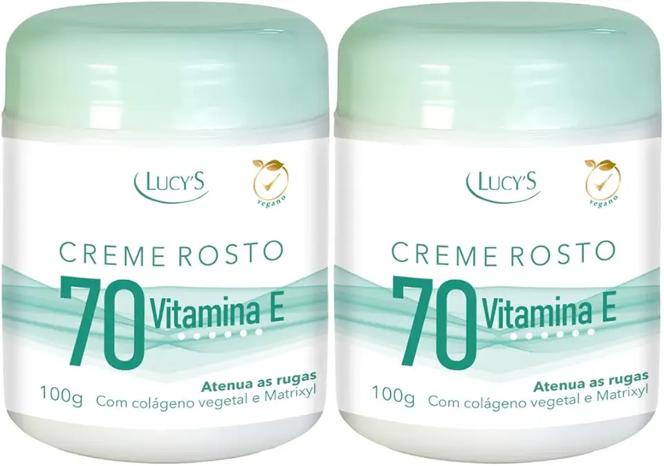 Kit 2 Creme Facial Rosto 70 com Vitamina E, Colágeno Vegetal e Matrixyl, Antirrugas e Antissinais, 100g, 2 Unidades