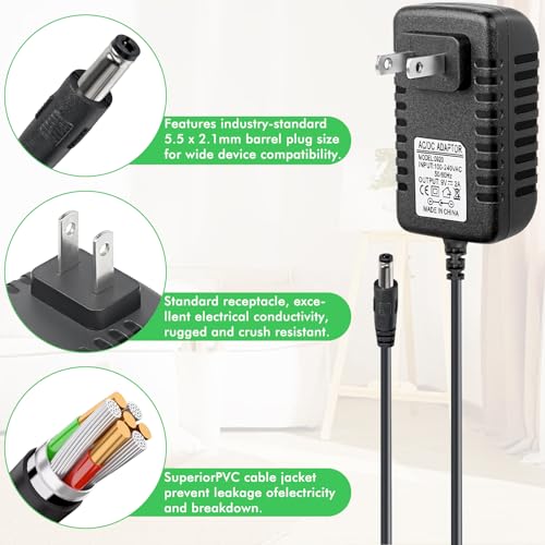 Image of MAD OWL AC DC Power Supply Adapter, 9V 2A Guitar Pedal Piano Keyboard Charger,5.5 x 2.1mm Center Negative Connector, 110V Input