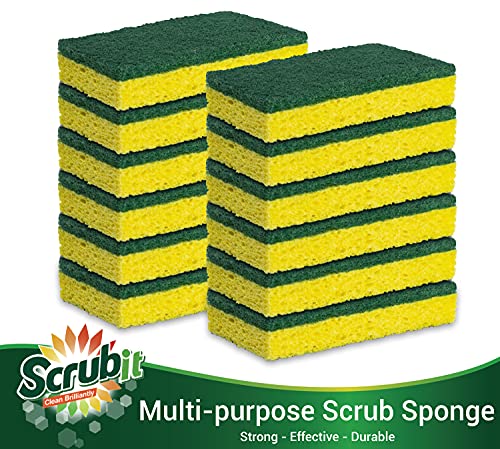 Scrubit Heavy Duty Scrub Sponge - Made From Tough Cellulose - Eco Friendly - Lasts For Months Of Heavy Duty Kitchen Cleaning (12 Pack) #TOP3