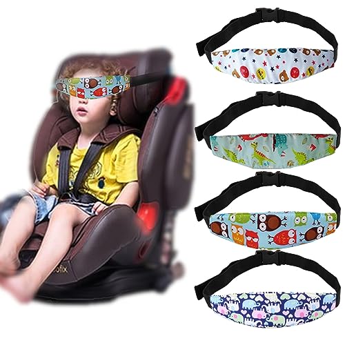 Image of 4 Pieces Baby Head Support for Car,Head Support Straps Car Seat Head Holder Sleeping Headrest Band with Adjustable Buckle Universal Car Accessories for Kids,Toddler