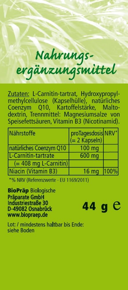coenzym q10 und l-carnitin wirkung BioPräp Combi Kapseln | 90 Zellulose Kapseln | vegan | produziert in Deutschland Size:30 mL Qmx Laboratories - Carnitines Spring