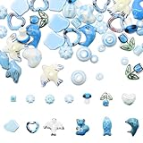 Decoendiy 50pcs Ceramic Flower & Animal Shaped Beads, Heart Star Shapes, Handmade Porcelain Painted, Loose Spacer Beads for Jewelry Making DIY Crafts