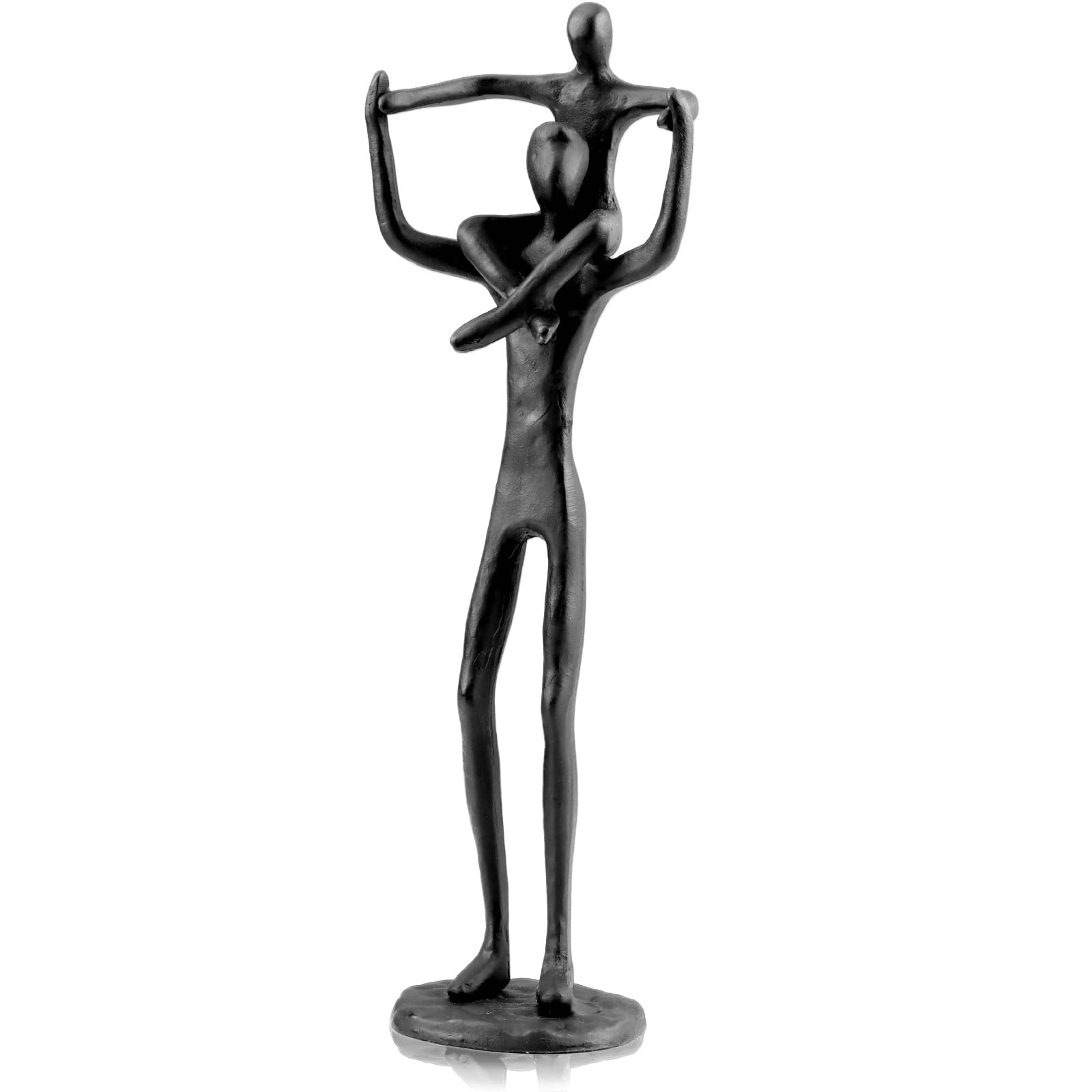LOVIN PRODUCT Dad & Me Iron Statue, 9 Inch Father Son Sculpture, Cast Iron Figurine of Daddy and His Boy, Meaningful Gift for Dad from Son for Father's Day Birthday Christmas Home Office Decor