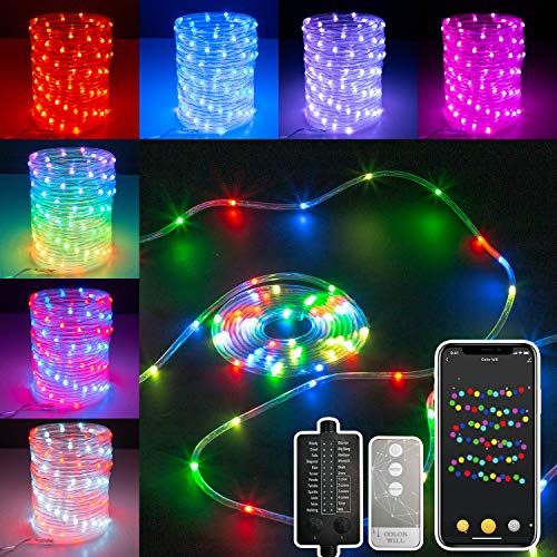 Vanthylit LED Rope String Lights, 100LT 33FT RGB Rope Lights, 18 Modes Colors Changing Outdoor Tube Lights, Waterproof Lights Plug-in Outdoor Fairy Lights for Wedding, Patio, Garden, Christmas Decor