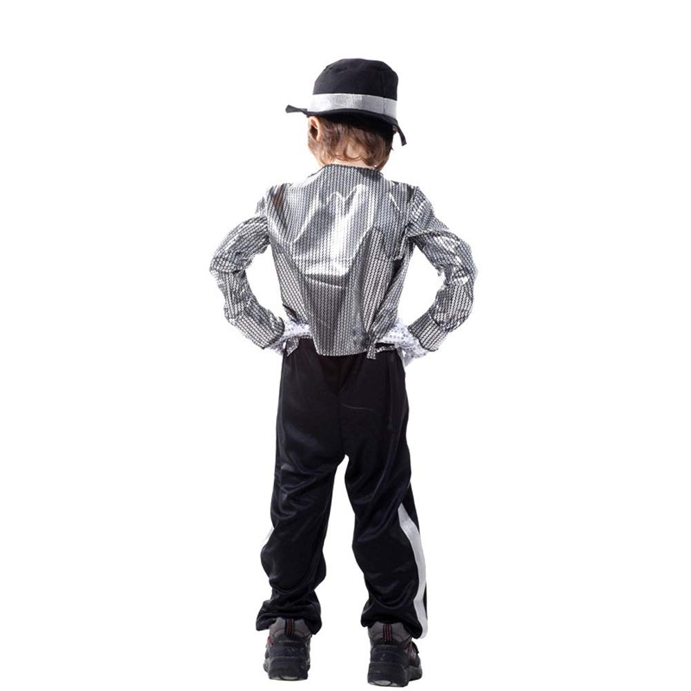 LOLANTA Kostiumy na Halloween dla chłopców Michael Jackson Stage Performance Dance Wear, srebro, 5-6 lat, M