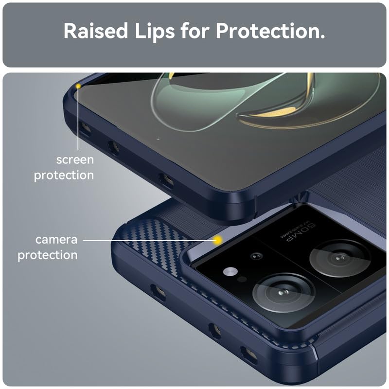 Image of Hybrid Carbon Fiber Back Case for Xiaomi Mi 13T / Mi 13T Pro (Blue)
