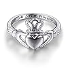 S925 Sterling Silver Love Loyalty Friendship Irish Ladies' Claddagh Ring Size 7