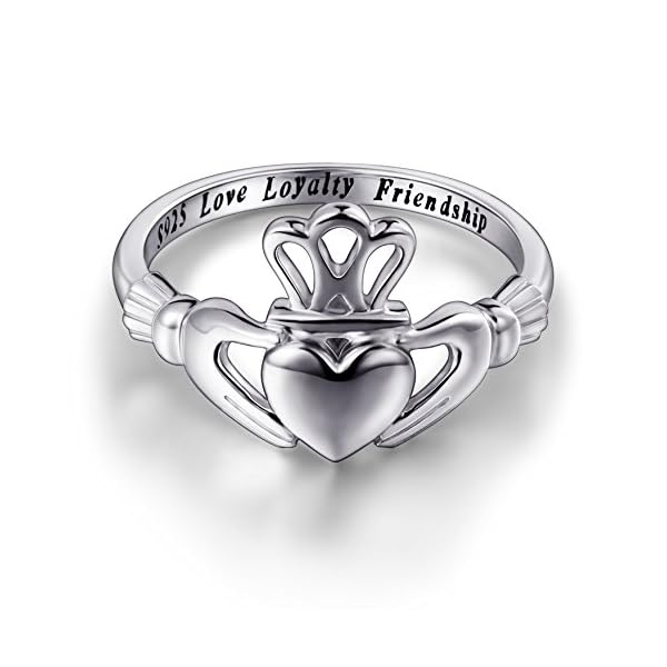S925 Sterling Silver Love Loyalty Friendship Irish Ladies' Claddagh Ring Size 7