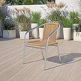 Flash Furniture Commercial Aluminum and Beige Rattan Indoor-Outdoor Restaurant Stack Chair