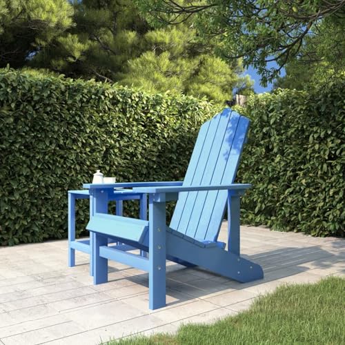 Gecheer Silla de jardín,Tumbona para la terraza,Silla Estilo Adirondack, Sillón Azul Agua,Silla de Jardín con Reposabrazos y Respaldo Alto para Terraza Balcón Exterior