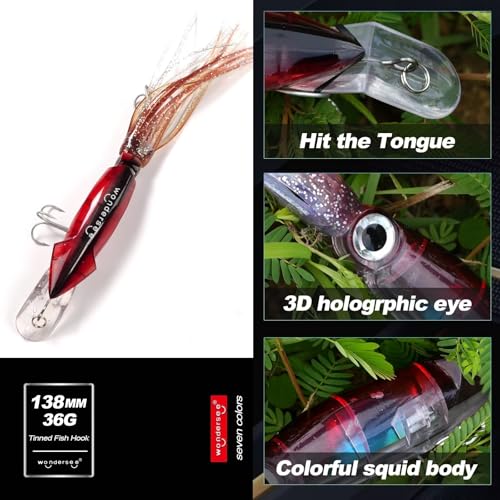 Wondersee Squid Fishing Lures, 4 Pack Octopus Swimbait - image 5