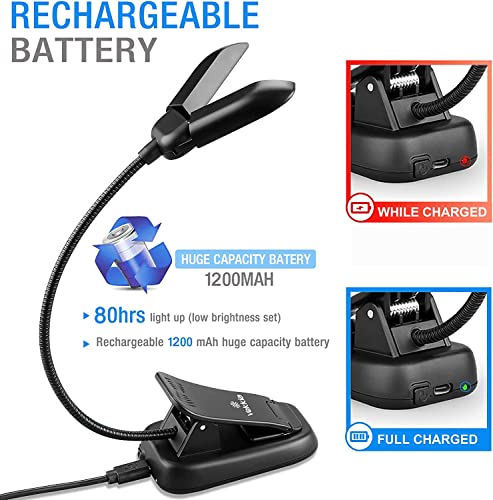 Vekkia 14 Led Rechargeable Book-Light For Reading At Night In Bed, Warm/White Reading Light With Clamp, 180° Adjustable Clip On Light, Lightweight Eye Care Book Light, Perfect For Book Lovers #TOP5