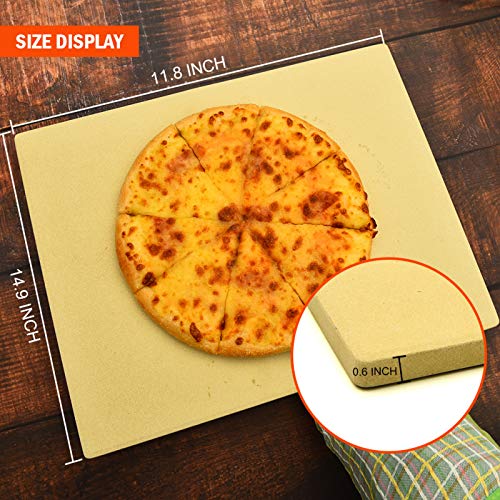 Coymos Pizza Stone Heavy Duty Ceramic Baking Stone For Use In Oven & Gril - Thermal Shock Resistant, Ideal For Baking Pizza, Bread, Cookies, Rectangular Cooking Stone 15X12 Inch. (Bonus Free Scraper) #TOP2