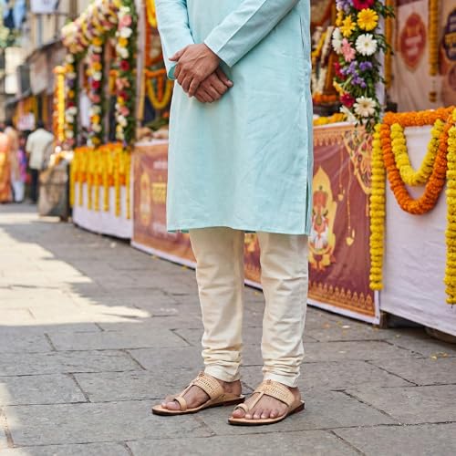 Image of Kolhapuri Chappal for Men Original, Semi-Premium Leather Semi-Handcrafted Traditional Kolhapuri Chappal for Man Formal Footwear for Weddings & Parties, Ethnic Wear & Daily Comfort