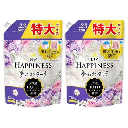 【まとめ買い】 レノアハピネス 夢ふわタッチ リラックスナイトホワイトムスクの香り つめかえ用 特大サイズ P&G × 2個