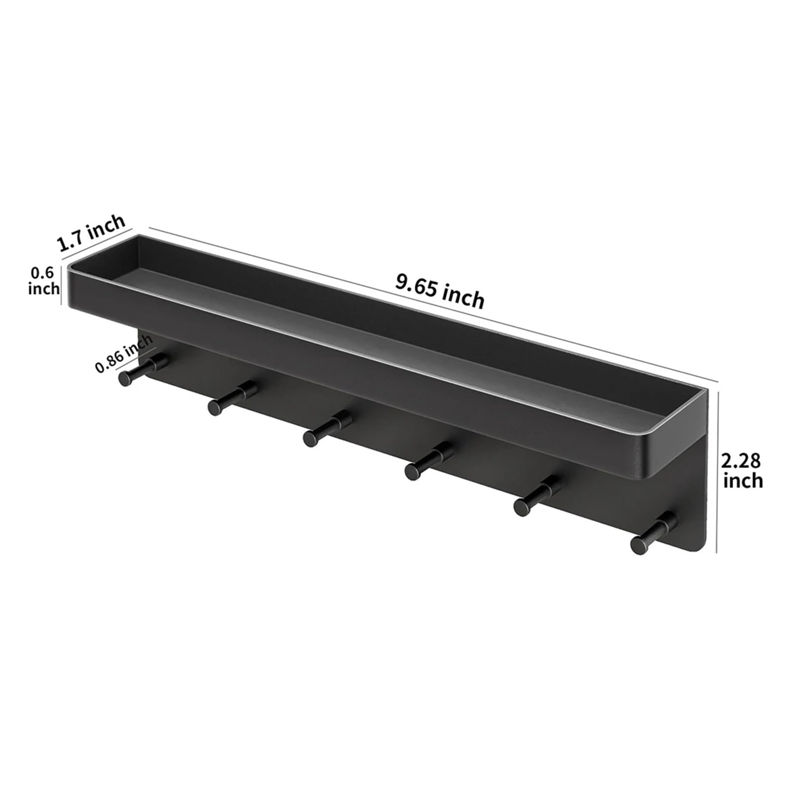 Wieszak na ubrania, haki ścienne, 6 haczyków, wieszak ścienny, półka(Black)