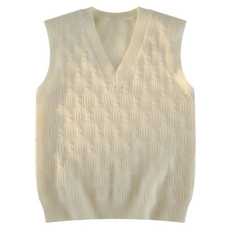 Men's Autumn Winter Korean Style College Style Casual V-Neck Sleeveless Knit Vest4