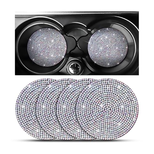 Image of Osilly Bling Car Cup Holder Coaster, Crystal Rhinestone Anti-Slip Insert Coasters, Universal 2.75 Inch Fashion Automotive Cup Mat, Car Interior Accessories Decor Gifts for Women (Multicolor, 4PCS)