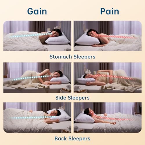 Image of JOLLYVOGUE Pillows Standard Size Set of 2 - Oeko-Tex Certified Bed Pillows with Brushed Fabric & Diamond Embossing, Features Medium Support for Side, Back, Stomach Sleepers