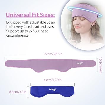 NEWGO Bundle of Jaw Ice Pack and Head Ice Pack Wrap Purple