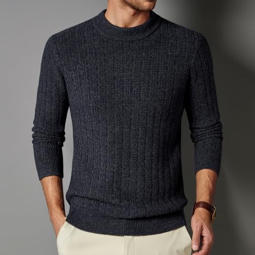 Men's Crew Neck Knit Sweater 100% Wool Autumn and Winter Warm Pullover Sweater4