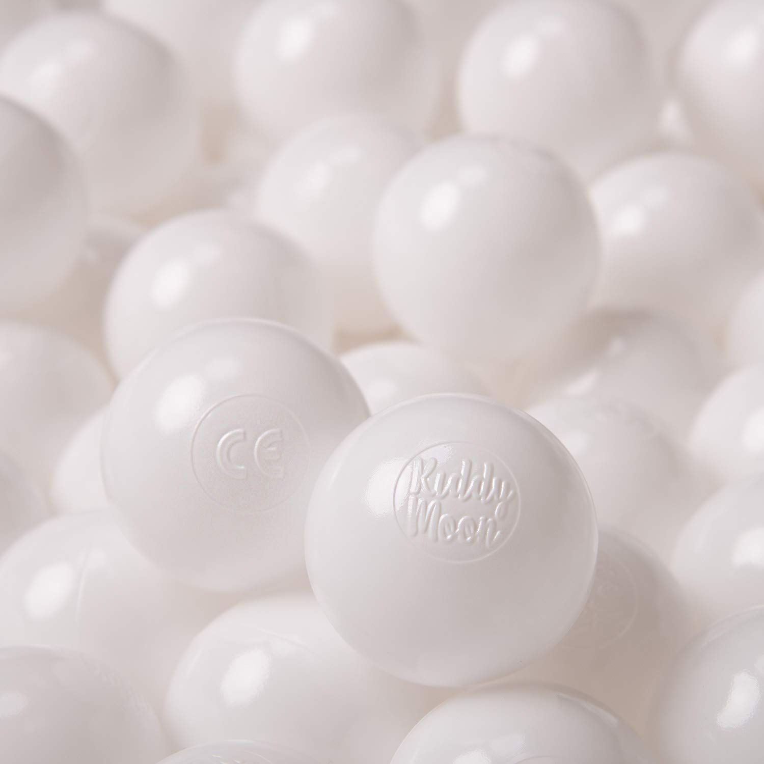 KiddyMoon Soft Plastic Play Balls For Children 100 Balls/6Cm-2.36In Colourful Made In EU, White — image 1