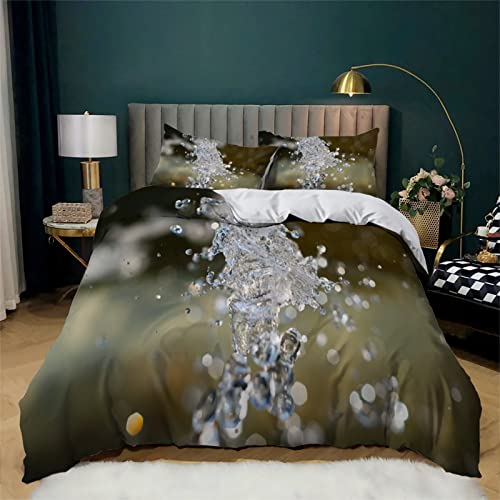 MAQUE Funda Nordica Cama 105 - Gota de Agua Blanca Suave Microfibra Juego Funda Nordica 105 - Funda Nordica 200x200 cm con Cremallera y 2 Fundas de Almohada 50x80 cm
