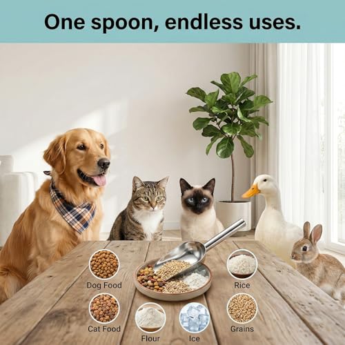 Cuchara para comida de perro y gato de acero inoxidable miniatura 4