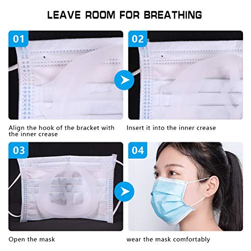 3D Face Bracket for Nose Pads,Lipstick protection Bracket Internal Protective Support Tailored For Nose And Mouth To Increase Breathing Space,Reusable Washable Translucent Pack of 5