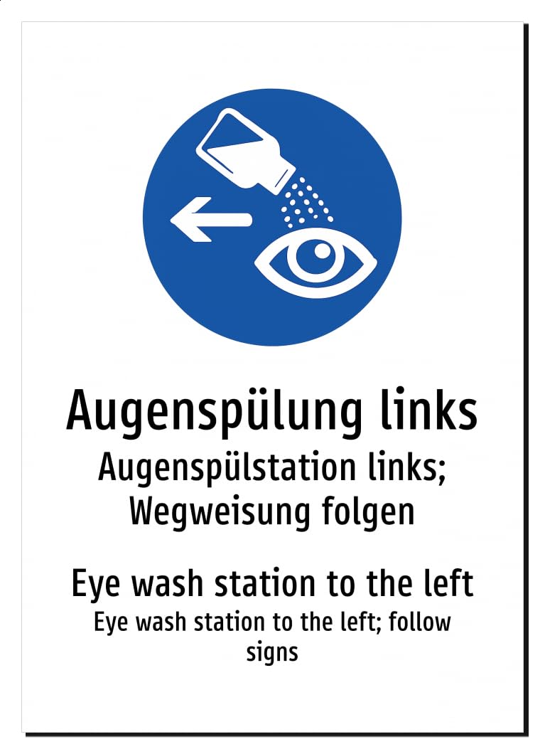 34149-DEEN-S-13 | Augenspülung links Schild | Deutsch Englisch