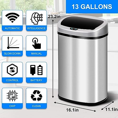 Bote de basura automático acero inoxidable 50L miniatura 2