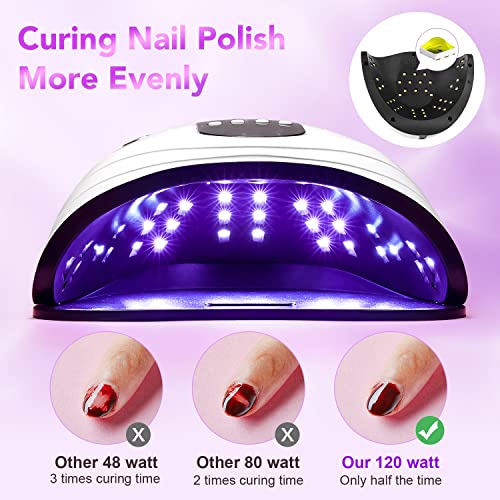 One Fire Uv Light For Nails, 120W Nail Dryer, 42 Beads Fast Curing Uv Led Nail Lamp, 4 Timers Auto Sensor Gel Lamp For Nails, Portable Large Space Uv Led Nail Lamp For Gel Polish Nail Polish Dryer #TOP7