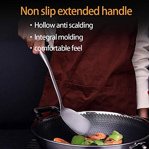 Stainless Steel Long Handle Spoon Stainless Steel Wok Spatula Household Cooking Wok Turner With S-Type Heat-Resistant Handle Matte Flipping Utensils #TOP1